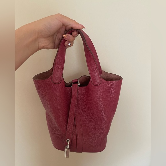 Authentic Hermes Picotin 18 rouge grenat used - Picture 1 of 6